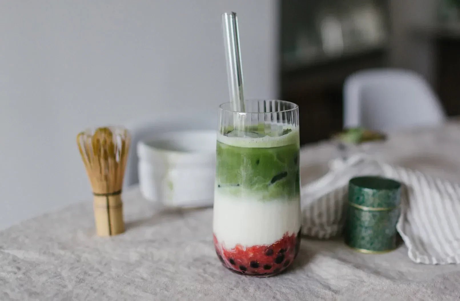 Strawberry Matcha with coconut cream - Bodhi Drinks